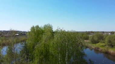 Göl kenarındaki ada ağaçlarla kaplı, gökyüzü manzaralı.