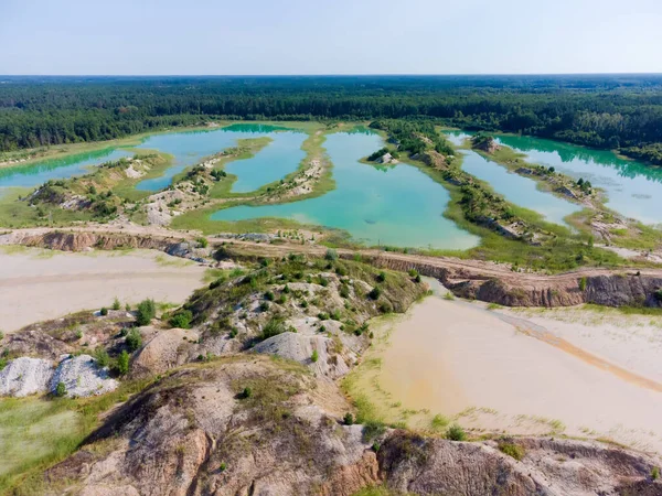 Colored Lakes Old Waste Rock Dumps Site Abandoned Ilmenite Quarry — Stock Photo, Image