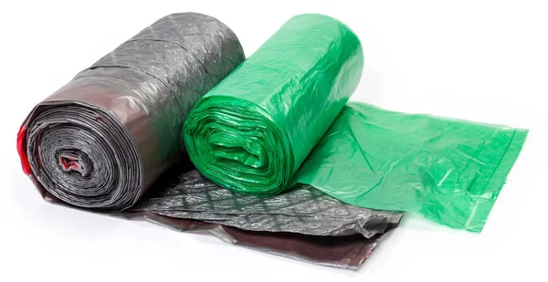 Plastic Wegwerp Biologisch Afbreekbare Vuilniszakken Van Verschillende Maten Groen Grijs — Stockfoto