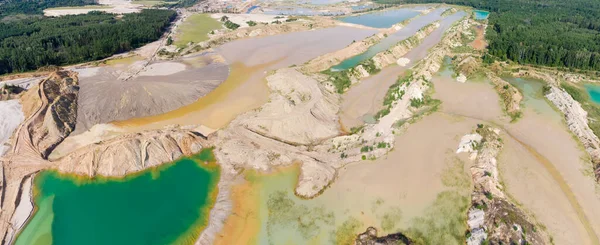 Colored Lakes Old Waste Rock Dumps Arisen Site Abandoned Ilmenite — Stock Photo, Image