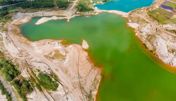 Colored Lakes Old Waste Rock Dumps Arisen Site Abandoned Ilmenite — Stock Photo, Image