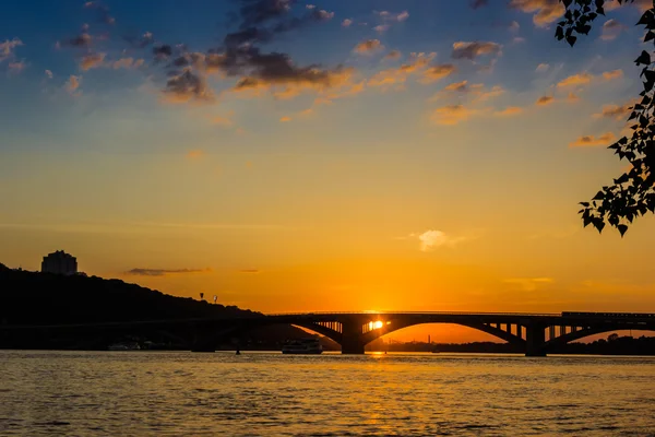 Solnedgång vid Dnjepr — Stockfoto