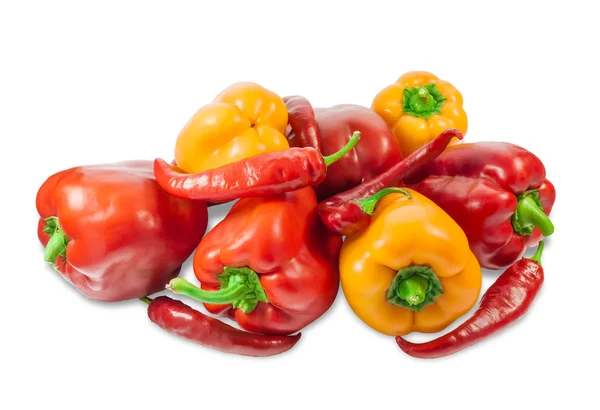 Several bell peppers and peppers chilly — Stock Photo, Image