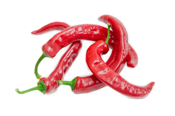Several red chili peppers on a light background — Stock Photo, Image