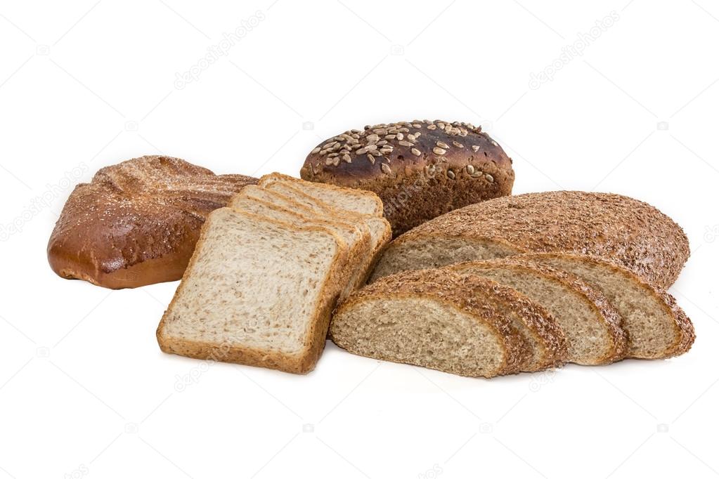 Different bakery products on a light background