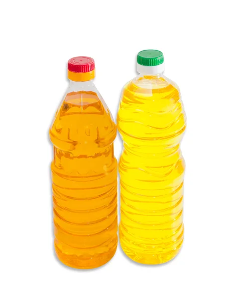 Dos botellas de aceite de girasol sobre un fondo claro —  Fotos de Stock