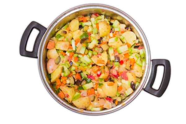 Vegetables for cooking a ratatouille in the saucepot — Stock Photo, Image