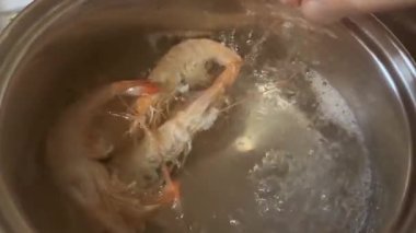 Tüm kral karidesi kaynayan suda pişiyor.