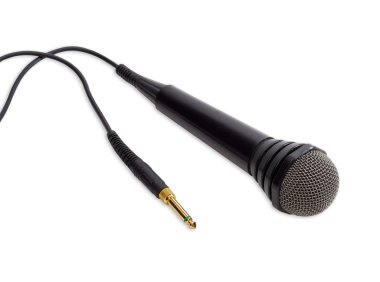 Black dynamic microphone on a light background