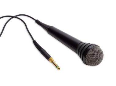Black dynamic microphone on a light background clipart