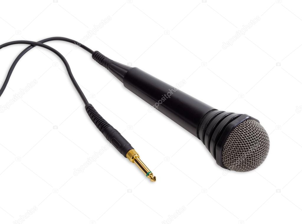 Black dynamic microphone on a light background