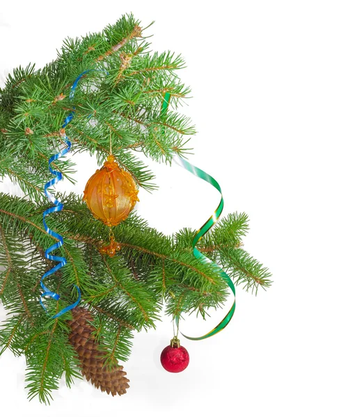 圣诞节装饰品一棵枞树的分支 — 图库照片