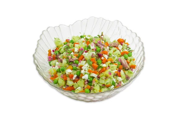 Salada de legumes, ovos, carne — Fotografia de Stock