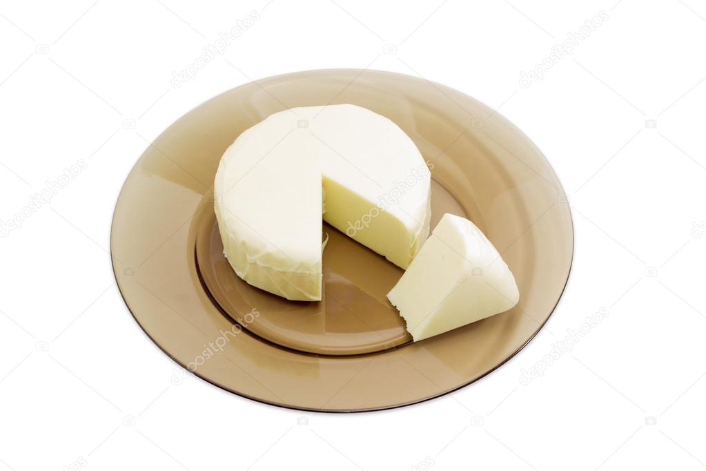Round piece of a mozzarella cheese 