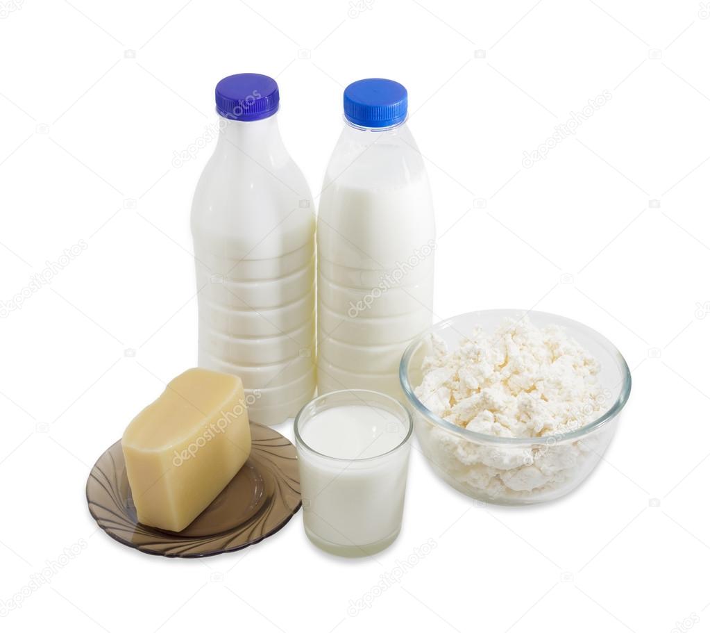 Dairy produce on a light background
