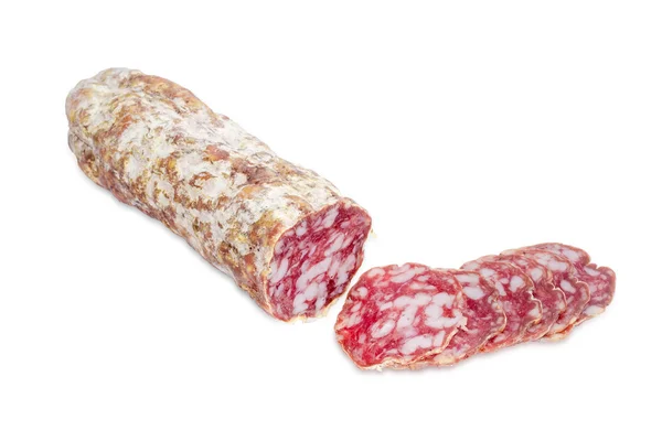 Salami sobre un fondo claro — Foto de Stock