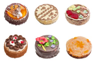 Various sponge cake on a light background