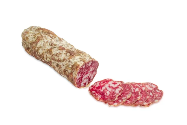 Salami sobre un fondo claro — Foto de Stock