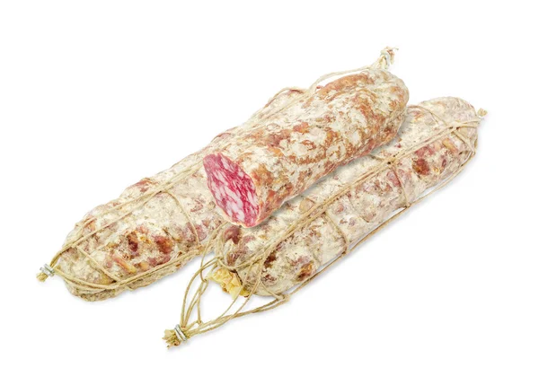 Several salami on a light background — Φωτογραφία Αρχείου