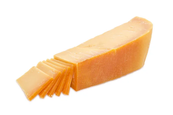 Piece and several slices of Dutch cheese — Φωτογραφία Αρχείου