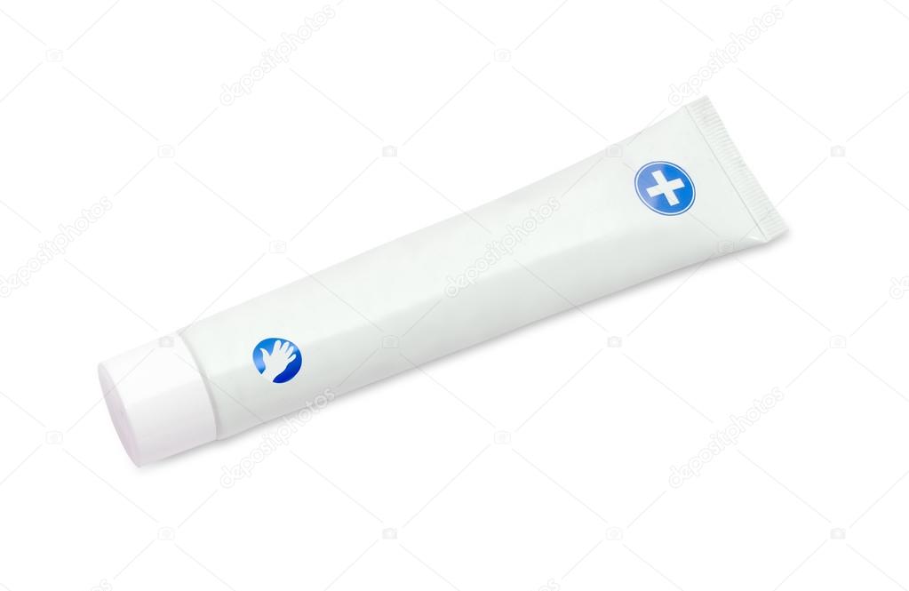 Tube of cream for hand care on a light background
