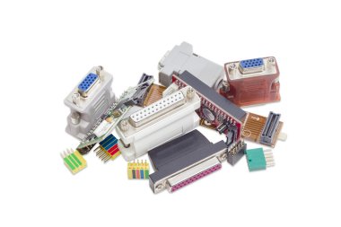 Adapters for computers technology on a light background