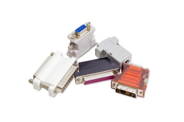Adapters for computers technology on a light background