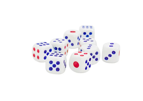 Standard plastic six-sided dice with rounded corners — Stock Photo, Image