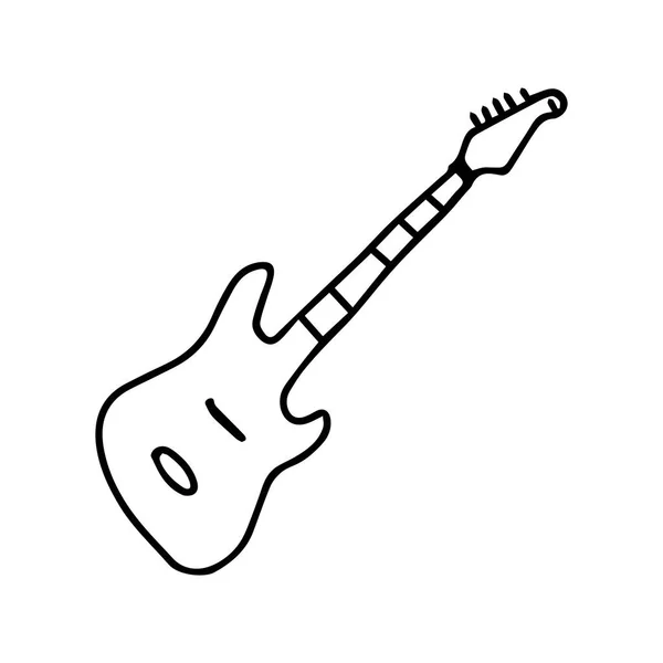 Uma Bela Ilustração Vetorial Preta Desenhada Mão Uma Guitarra Elétrica — Vetor de Stock