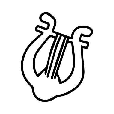 Çocuklar için boyama kitabı için beyaz arka planda izole edilmiş güzel bir siyah vektör çizimi. telli müzik aleti