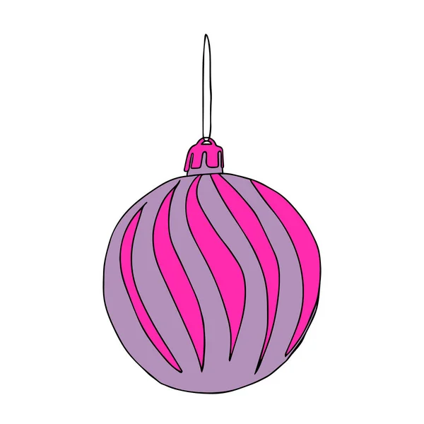 Eine Schöne Handgezeichnete Vektor Illustration Eines Spielzeugs Weihnachten Rosa Und — Stockvektor