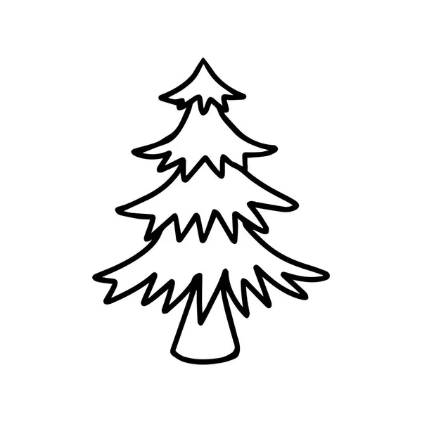 Contorno Preto Desenho Mão Vetor Ilustração Abeto Natal Esculpido Isolado — Vetor de Stock