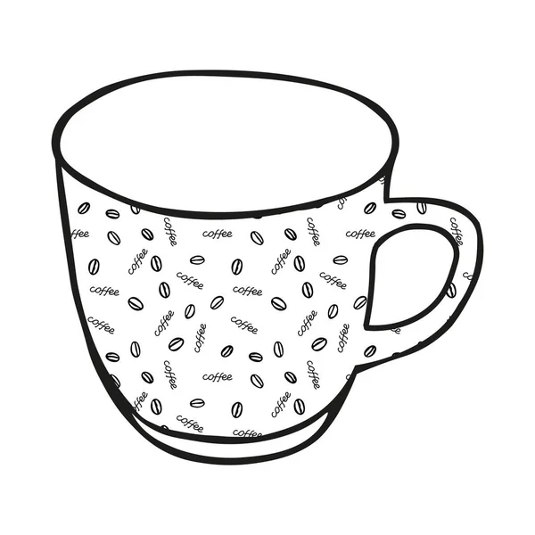 Eine Schwarze Handzeichnung Illustriert Eine Tasse Für Heißen Tee Mit — Stockvektor