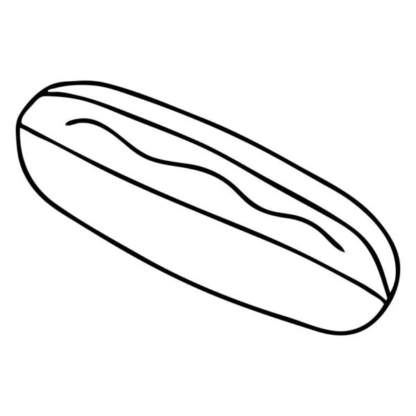 Illustration Vectorielle Contour Dessinée Main Noire Hot Dog Isolé Sur — Image vectorielle