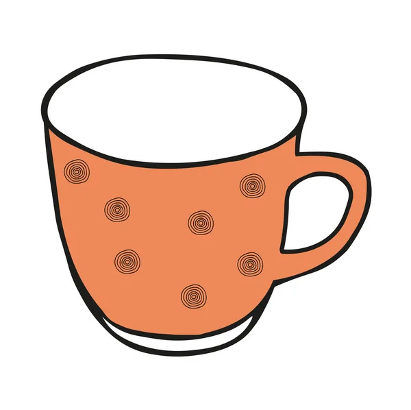 Eine Orangefarbene Handzeichnung Illustriert Eine Tasse Für Heißen Tee Isoliert — Stockvektor