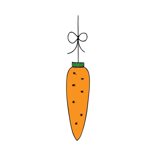 Vector Contorno Naranja Verde Ilustración Una Zanahoria Aislada Sobre Fondo — Archivo Imágenes Vectoriales