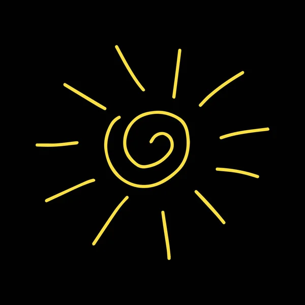Vektorově Žlutý Obrys Znázorňující Slunce Izolované Hnědém Pozadí — Stockový vektor