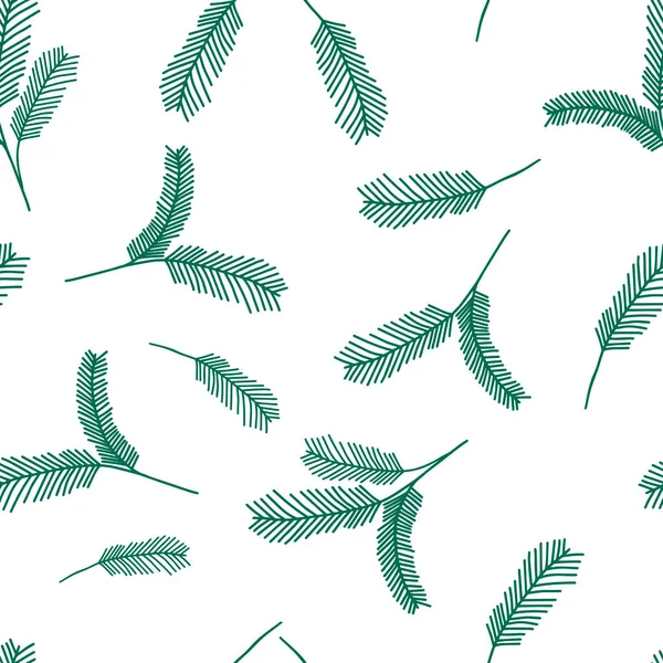 Ein Nahtloses Muster Grüner Umrisszeichnung Vektor Illustration Einer Geschnitzten Weihnachtstanne — Stockvektor