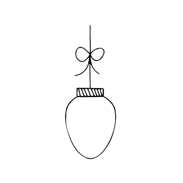 Чорний Контур Векторна Ілюстрація Одного Великоднього Яйця Ізольованого Білому Тлі — стоковий вектор