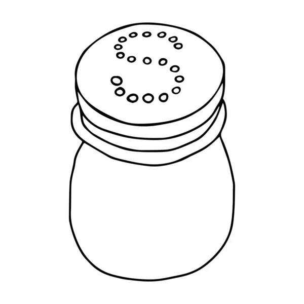 Vektor Kontur Svart Illustration Salt Skakapparat Isolerad Vit Bakgrund — Stock vektor