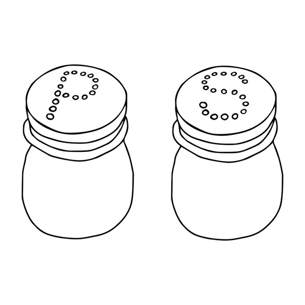 Vektor Kontur Svart Illustration Ett Par Salt Och Peppar Shaker — Stock vektor