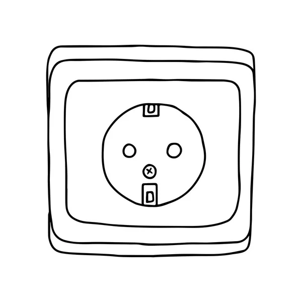 Ручной Рисунок Черного Векторного Контура Одного Электрического Свича Белом Фоне — стоковый вектор