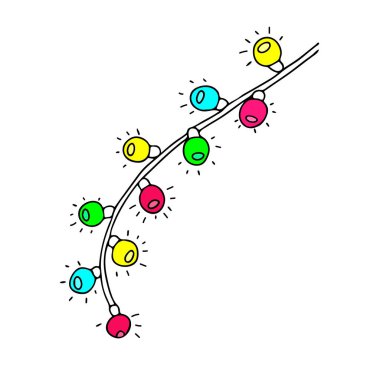 Beyaz arka planda kırmızı, sarı, yeşil, yanan lambaların bir Vektör çizgisi çizimi var.