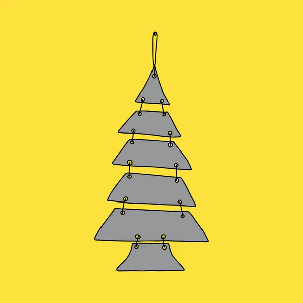 노란색 배경에 공간이 크리스마스 전나무를 — 스톡 벡터