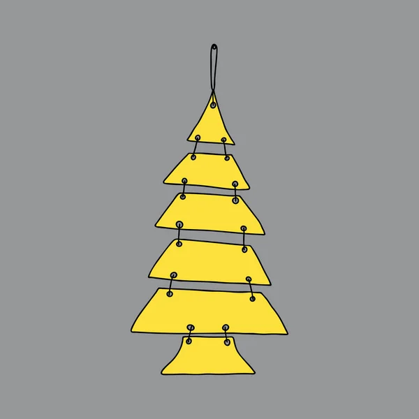 Sárga Vázlat Kézzel Rajzolt Vektor Illusztráció Egy Faragott Karácsonyfa Fénymásoló — Stock Vector