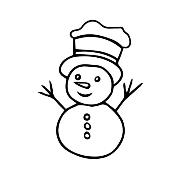 Noel süslemesi için beyaz bir arkaplanda izole edilmiş siyah bir kardan adam tasviri — Stok Vektör