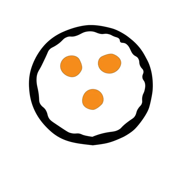 Siyah Tavada Sarı Kızarmış Yumurtaların Çizimi Düz Vektör Çizimi Kahvaltıda — Stok Vektör