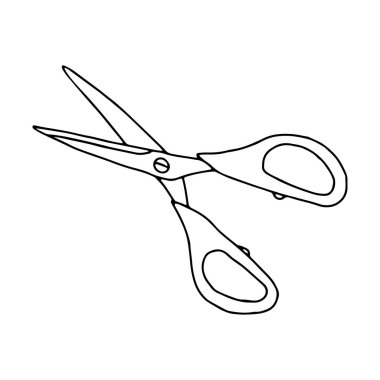 Beyaz arkaplanda izole edilmiş metalik dikiş ögelerinin el çizimi siyah vektör çizimi