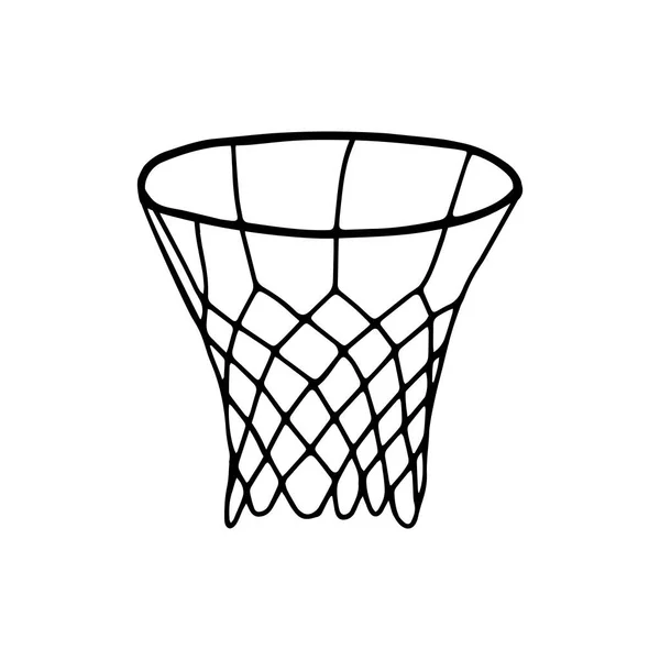 Beautiful Hand Drawn Black Vector Illustration Basket Basketball Game Isolated — Stock Vector