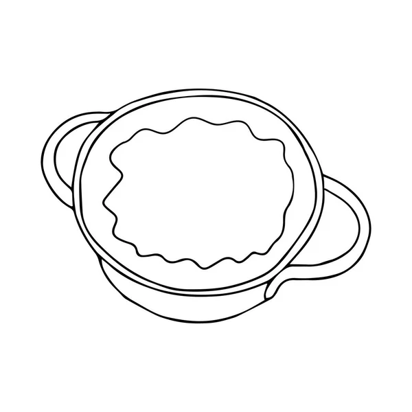 平底锅一种用热水在白色背景上隔离的平底锅的黑色手绘草图 顶部视图 — 图库矢量图片